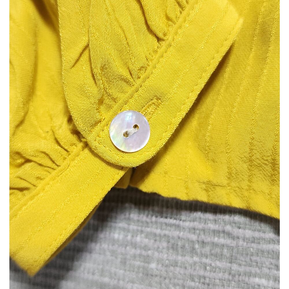 A New Day Mustard Yellow Square Neck Boho Blouse Women’s Size L NWT Pearl Button - Picture 5 of 13